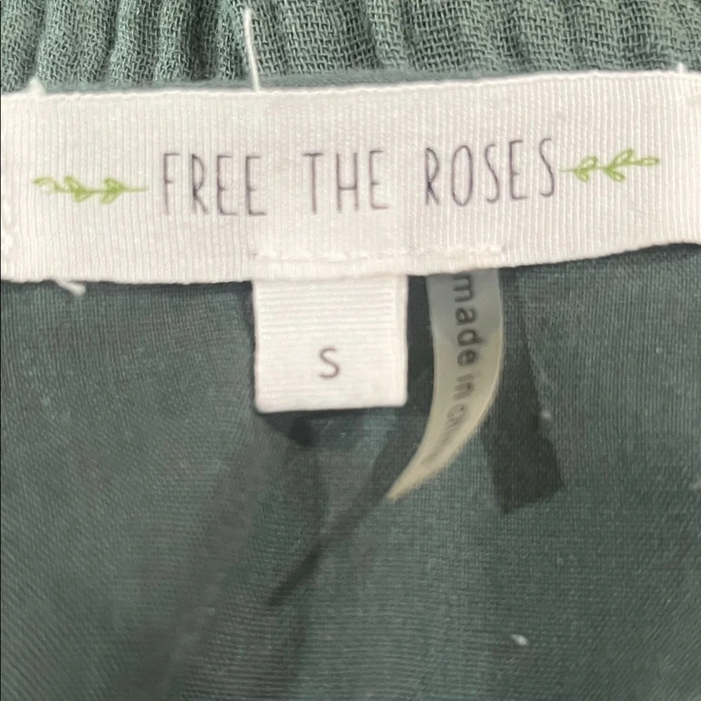 FREE THE ROSES Ruffled Sleeve Gauze Maxi PEASANT Dress - Sage Green SIZE S - Picture 8 of 8